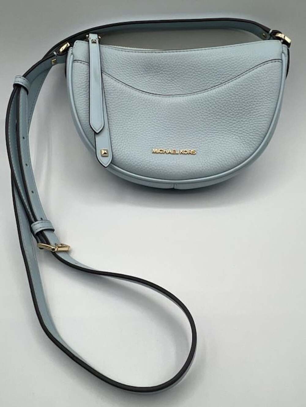 Michael Kors Dover Small Leather Crossbody Bag Purse Handbag Vista Blue